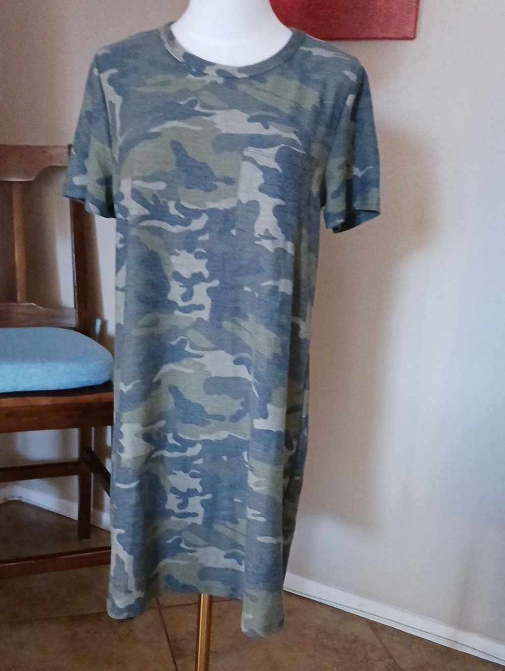 mts- Camo Mini T-Shirt Dress in Olive & Gray